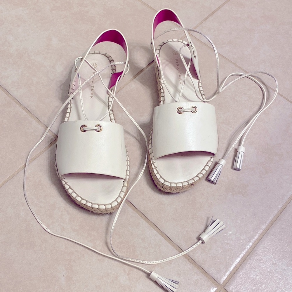 Sandals: Trina Turk size 9 White Espadrilles